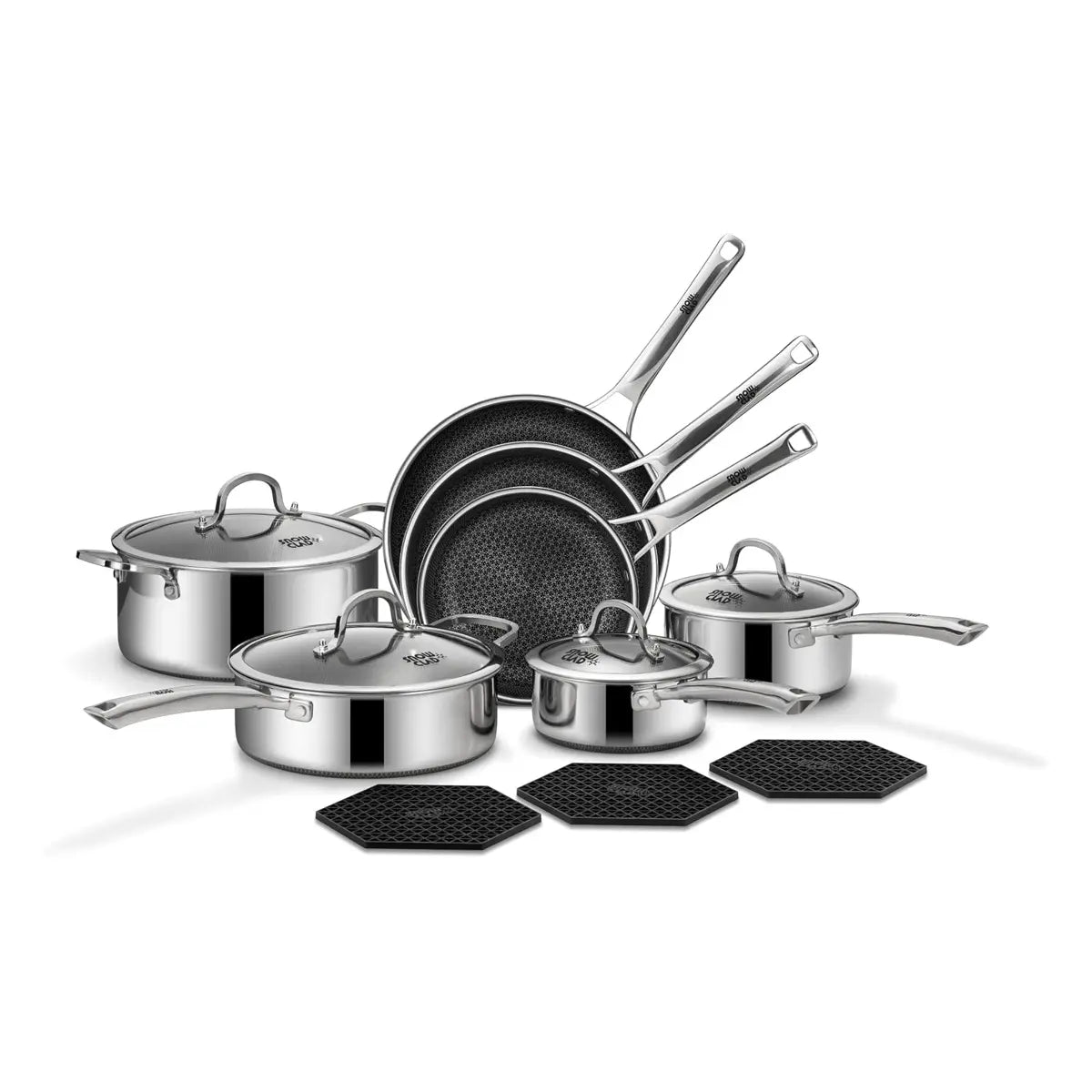 SN0WCLAD Hybrid Stainless Steel Nonstick Cookware Set – 10PC & 14PC