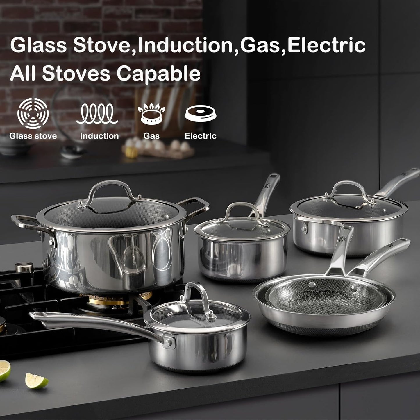 SN0WCLAD Hybrid Stainless Steel Nonstick Cookware Set – 10PC & 14PC