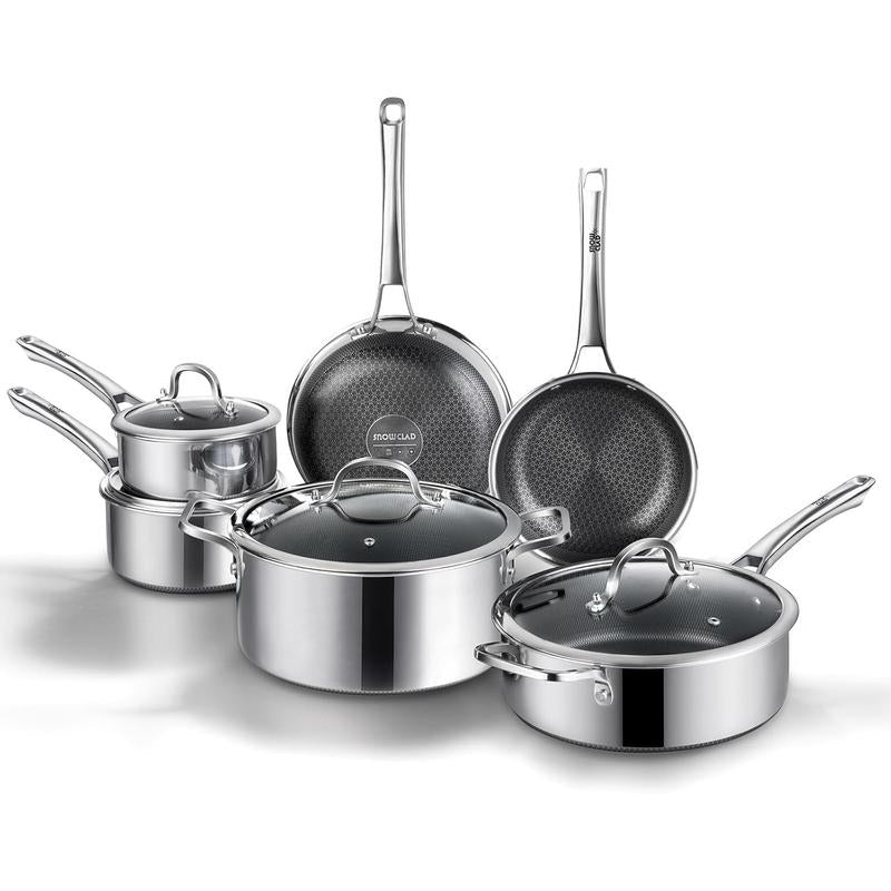 SN0WCLAD Hybrid Stainless Steel Nonstick Cookware Set – 10PC & 14PC
