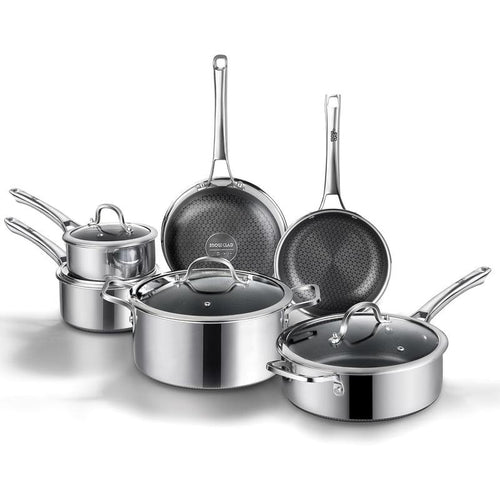 SN0WCLAD Hybrid Stainless Steel Nonstick Cookware Set – 10PC & 14PC
